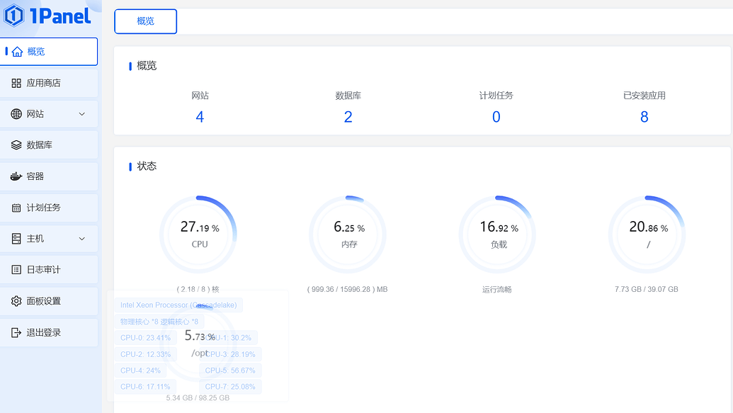 1panel进程在干嘛？占巨量cpu - 1Panel - 社区论坛 - FIT2CLOUD 飞致云