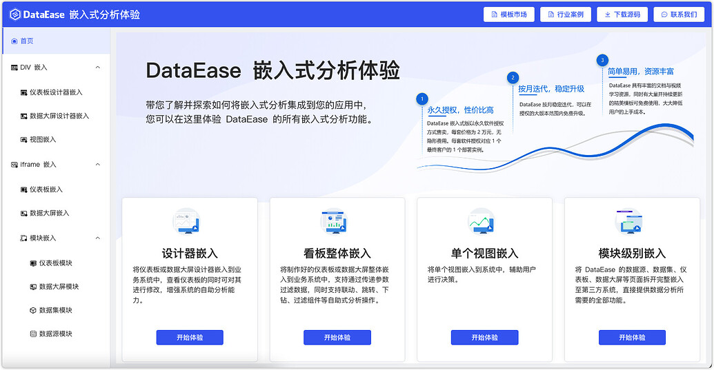 Dataease Developer DataEase 嵌入式分析在线体验环境上线了! - DataEase - 社区论坛 - FIT2CLOUD 飞致云