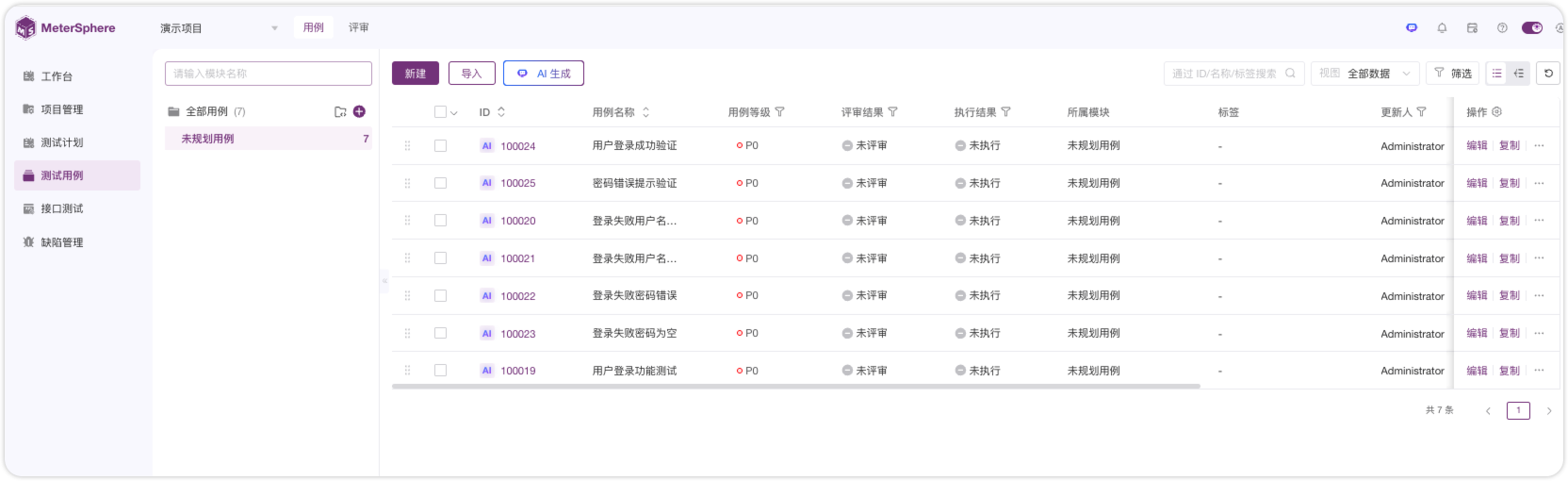 Metershpere接入AI，无同步测试用例的按钮，为什么 - MeterSphere - 社区论坛 - FIT2CLOUD 飞致云